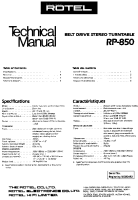 Rotel RP-850 - Technical manual 